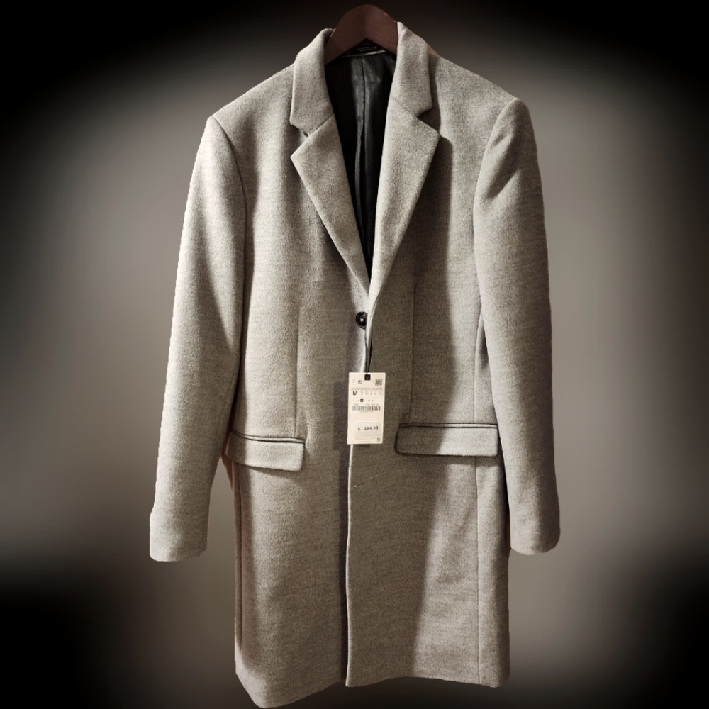 Brand New Grey Overcoat from Zara. Size Medium